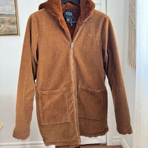 FDJ Brown Corduroy Jacket with Faux Fur Lining Small